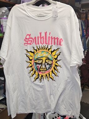 Sublime White Graphic Tee with Sun Motif